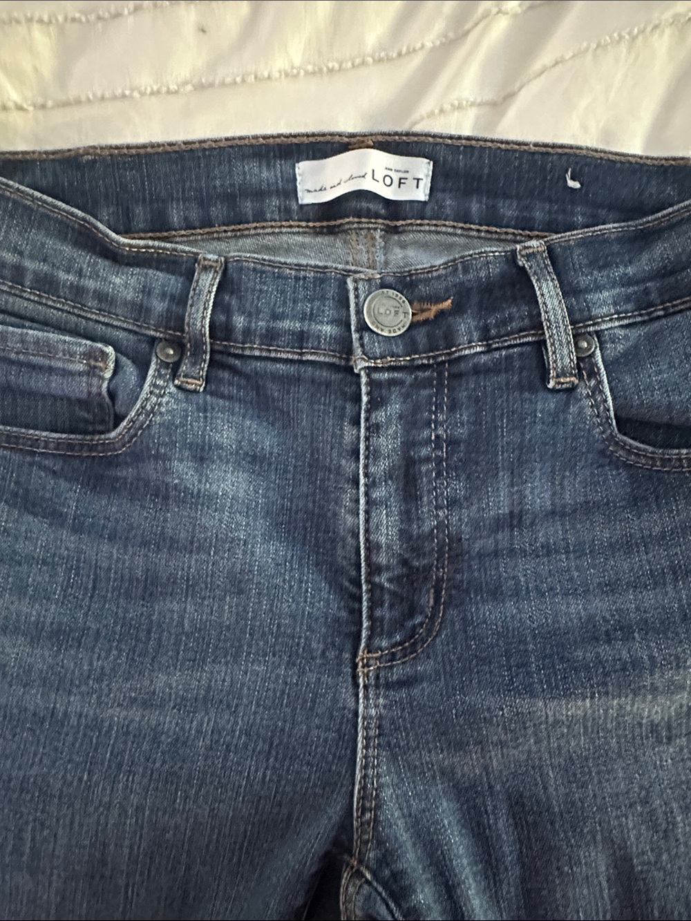 LOFT Straight Leg Dark Blue Denim Jeans